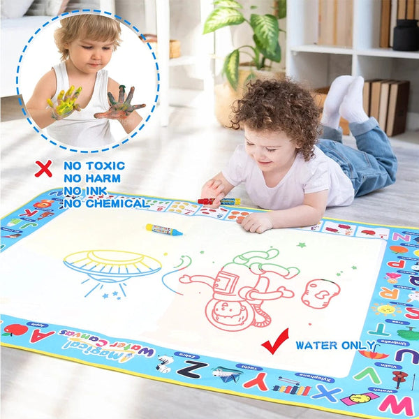 Planet Gates 100x80cm 100x80CM Magic Water Drawing Mat with Reusable Magic Pens, Drawing Board Toy for Kids, Doodle Montessori Painting 39X31 Inches