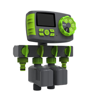 Planet Gates 10204-green Automatic 4-Zone LCD Display Watering Timer Irrigation System Garden Water Timer Controller With 2 Solenoid Valves