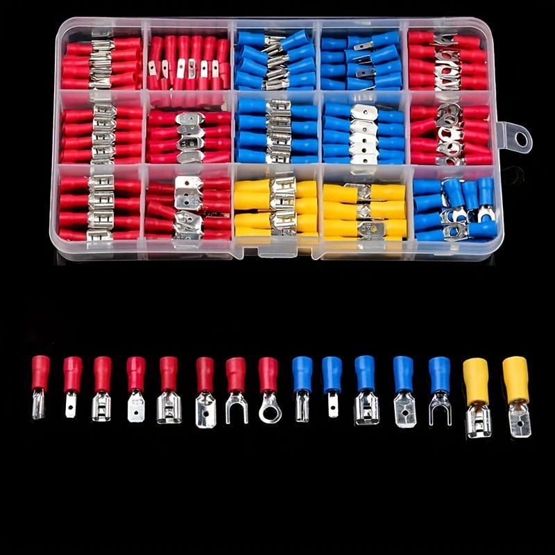 Planet Gates 102pcs 102/280/300pcs/Kit Crimp Spade Terminal, Assorted Electrical Wire Cable Connector Kit, Crimp Spade Insulated Ring Fork Spade Butt Set