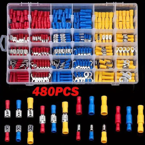 Planet Gates 102pcs 102/280/300pcs/Kit Crimp Spade Terminal, Assorted Electrical Wire Cable Connector Kit, Crimp Spade Insulated Ring Fork Spade Butt Set