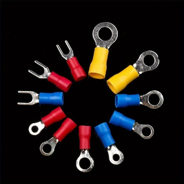 Planet Gates 102pcs 102/280/300pcs/Kit Crimp Spade Terminal, Assorted Electrical Wire Cable Connector Kit, Crimp Spade Insulated Ring Fork Spade Butt Set