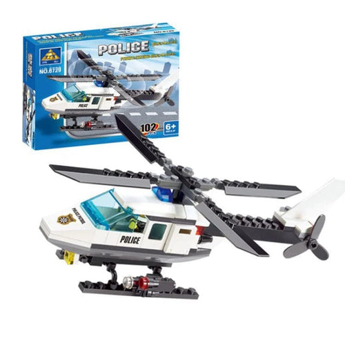 Planet Gates 102pcs 102pcs Police Helicopter Creative Building Blocks DIY City Police Series Boys Bricks Toys Children Gifts
