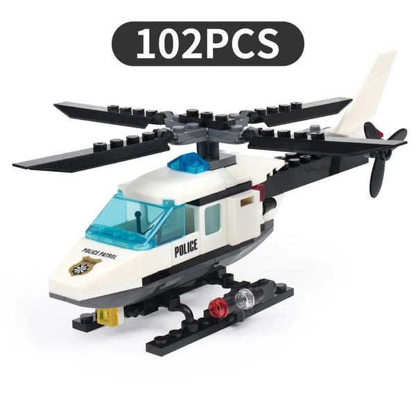 Planet Gates 102pcs 102pcs Police Helicopter Creative Building Blocks DIY City Police Series Boys Bricks Toys Children Gifts