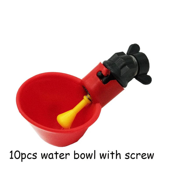 Planet Gates 10bowl with screw 10Pcs Automatic Chicken Quail Drinker Bowl Bird Water Cups Straight Pipe With Yellow Nipple Poultry Drinking Water System