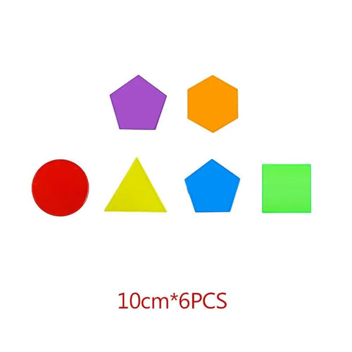 Planet Gates 10cm 6PCS Montessori Translucent Geometric Puzzle Kids Toys Rainbow Blocks DIY Thinking Game Sensory Education Learning Light Table Toys