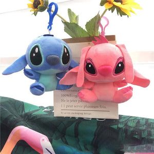 Planet Gates 10cm kawaii Disney Stitch Plush Dolls keychain Cute Angel Stitch Spouse Stuffed Plush Toys Pendant Kids Birthday Gift