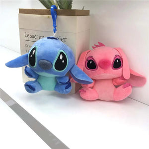 Planet Gates 10cm kawaii Disney Stitch Plush Dolls keychain Cute Angel Stitch Spouse Stuffed Plush Toys Pendant Kids Birthday Gift