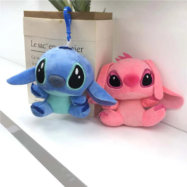 Planet Gates 10cm kawaii Disney Stitch Plush Dolls keychain Cute Angel Stitch Spouse Stuffed Plush Toys Pendant Kids Birthday Gift