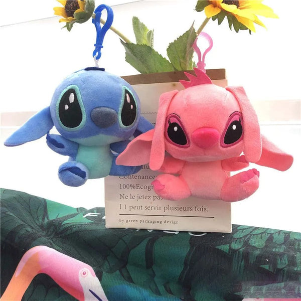 Planet Gates 10cm kawaii Disney Stitch Plush Dolls keychain Cute Angel Stitch Spouse Stuffed Plush Toys Pendant Kids Birthday Gift