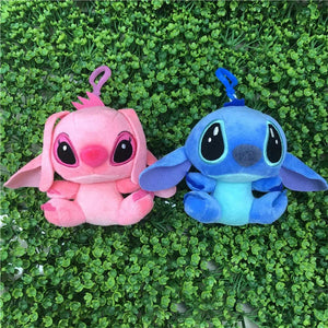 Planet Gates 10cm kawaii Disney Stitch Plush Dolls keychain Cute Angel Stitch Spouse Stuffed Plush Toys Pendant Kids Birthday Gift