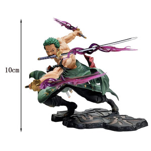 Planet Gates 10cm no box Hot One Piece 10cm Anime Figure GK Roronoa Zoro Three-blade Sa-maximum Manga Anime Statue Action Figure Collection Model Kid Toy