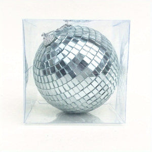 Planet Gates 10cm Silver 1pc, Glass Mirror Reflective Disco Ball Christmas Ball Bar Photography Props Wedding Baking Cake Decoration Decoration