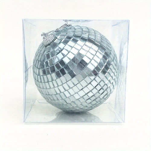Planet Gates 10cm Silver 1pc, Glass Mirror Reflective Disco Ball Christmas Ball Bar Photography Props Wedding Baking Cake Decoration Decoration