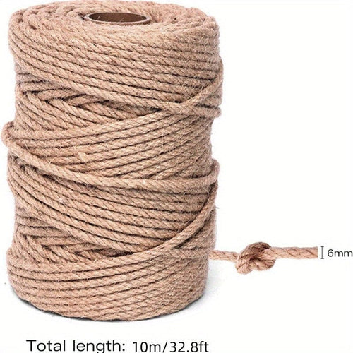 Planet Gates 10m/32ft 6mm Natural Hemp Rope: Heavy Brown Decorative Rope for Gardening, Crafts, Packaging & Decoration