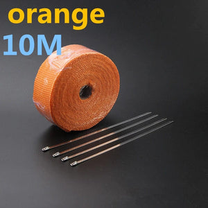 Planet Gates 10M orange Vintage Motorcycle 5cm*5/10/15M Motorcycle Exhaust Pipe Header Heat Wrap Resistant Wrap Tape Fiberglass Heat Shield Motocross