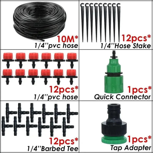 Planet Gates 10m12 dripper Drip Irrigation System Automatic Watering Garden Hose Micro Drip Watering Kits Adjustable Nozzle Garden Supplies System Water