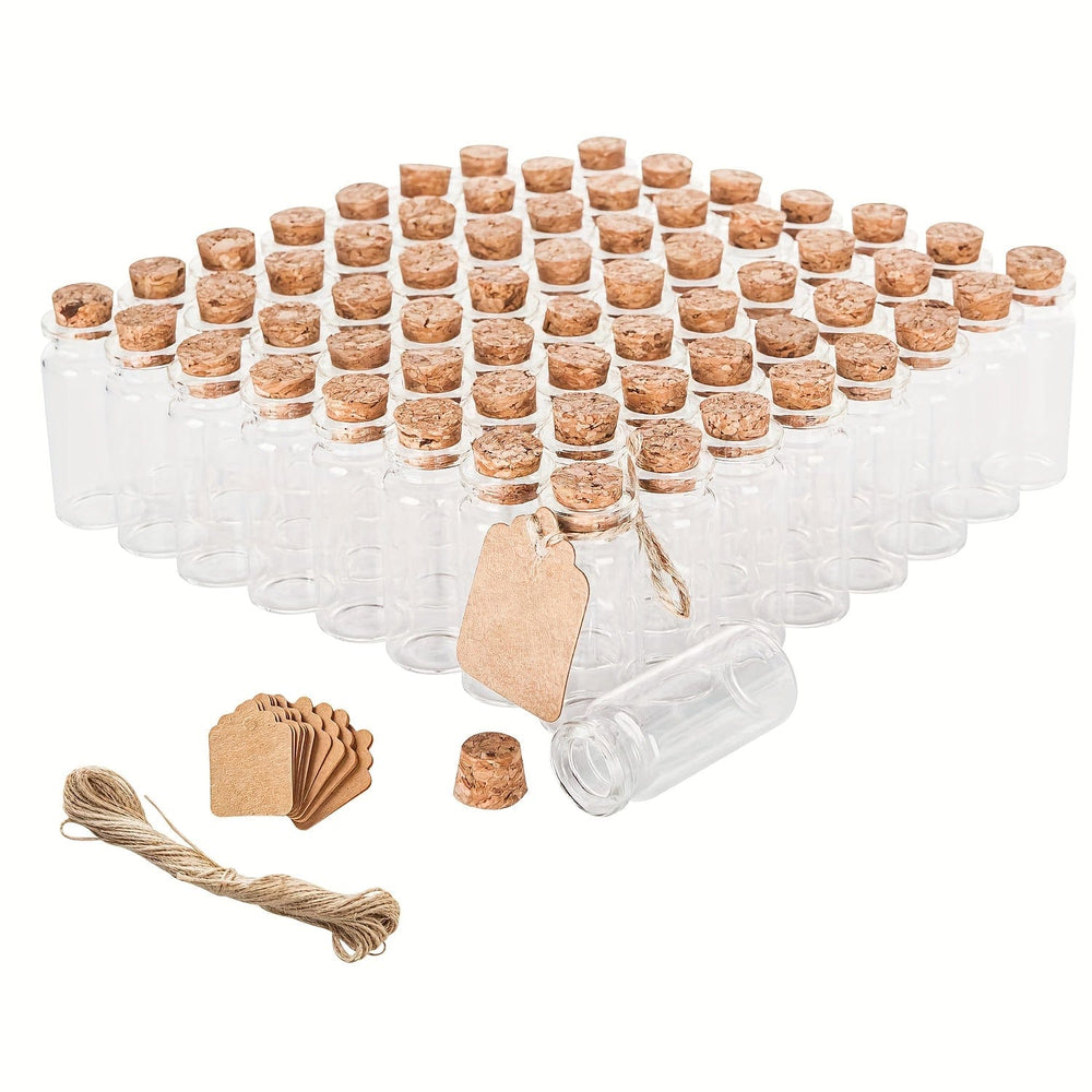 Planet Gates 10ml 64pcs Glass Empty Mini Wishing Bottle With Stoppers Hemp Cord And Price Tags Jar Bead Containers Tiny Small Message Wishing Quicksand Bottles