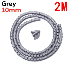 Planet Gates 10mmx2m Gray 2M/1M Flexible Spiral Cable Wire Protector Cable Organizer Computer Cord Protective Tube Clip Organizer Management Tools 16/10mm