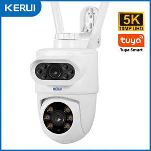 Planet Gates 10MP Dual Lens / UK Plug / Russian Federation KERUI 5MP 8MP 4K PTZ WiFi IP Wireless Camera Tuya Smart Outdoor Home Security Dual Lens 10MP 5K Camera CCTV Video Surveillance