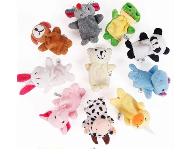 Planet Gates 10pc animal Baby Plush Toy Finger Puppets Tell Story Props 10pcs Animals or 6pcs Family Doll Kids Toys Children Gift GYH