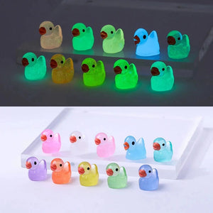 Planet Gates 10PC colors randomly 10/20PCS Luminous Mini Ducks Moss Microlandscape Miniature Duck Figurines Fairy Garden Accessories Home Decor Glow Dark Toys