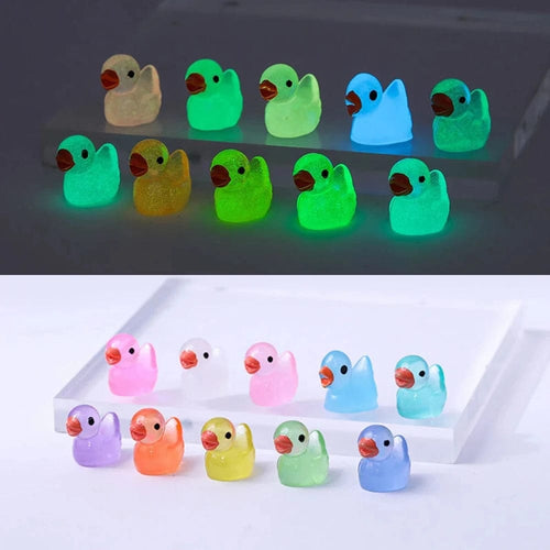 Planet Gates 10PC colors randomly 10/20PCS Luminous Mini Ducks Moss Microlandscape Miniature Duck Figurines Fairy Garden Accessories Home Decor Glow Dark Toys