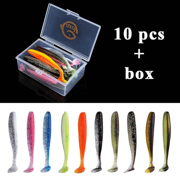 Planet Gates 10pcs 1 / 10 CM / CHINA QXO Fishing Soft Lure Worm With Box Silicone Bait Swimbait Streamer Sea Fishing Spoon Lure 7cm 10cm Wobbler Set