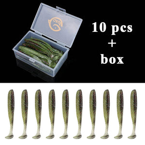 Planet Gates 10pcs 10 / 10 CM / CHINA QXO Fishing Soft Lure Worm With Box Silicone Bait Swimbait Streamer Sea Fishing Spoon Lure 7cm 10cm Wobbler Set