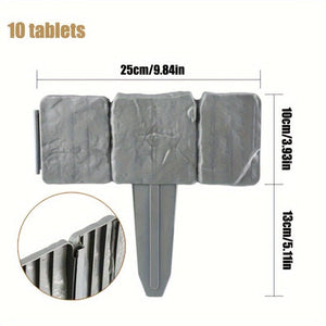 Planet Gates 10pcs 10/20pcs, Imitation Gray Stone Garden Edging Borders, Plastic Edges For Garden Beautification, Small Garden Fence Frames Flower Bed Borders, Garden Yard Decoration