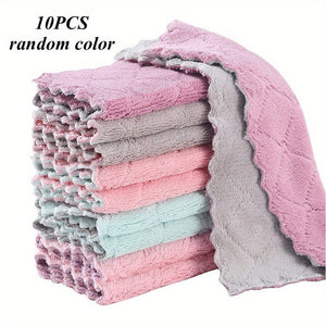 Planet Gates 10pcs 10/20pcs Kitchen Towels And Dishcloths Rag Set 9.4in*5.5in Small Dish Towels For Washing Dishes Dish Rags For Everyday Cooking Baking-Random Color