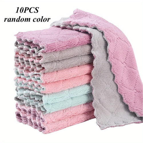 Planet Gates 10pcs 10/20pcs Kitchen Towels And Dishcloths Rag Set 9.4in*5.5in Small Dish Towels For Washing Dishes Dish Rags For Everyday Cooking Baking-Random Color