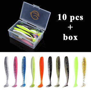 Planet Gates 10pcs / 10 CM / CHINA QXO Fishing Soft Lure Worm With Box Silicone Bait Swimbait Streamer Sea Fishing Spoon Lure 7cm 10cm Wobbler Set