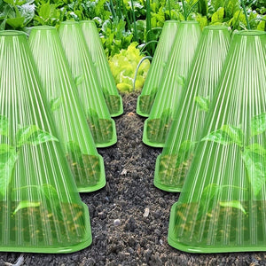 Planet Gates 10pcs 10 Packs, Garden Cloches For Plants, Reusable Bell Plant Cover, Plant Covers Protectors From Animals Snails Birds Chickens Insect, 7.48" D X 8.26" H, Green