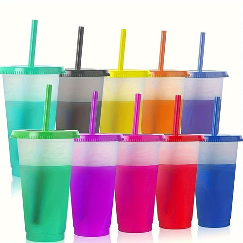 Planet Gates 10pcs 10pcs, Colorful Changing Tumblers With Lids And Straws - Stylish PP Plastic Water Bottles - Perfect Travel And Halloween Party Accessories