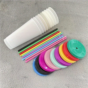 Planet Gates 10pcs 10pcs, Colorful Changing Tumblers With Lids And Straws - Stylish PP Plastic Water Bottles - Perfect Travel And Halloween Party Accessories