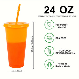 Planet Gates 10pcs 10pcs, Colorful Changing Tumblers With Lids And Straws - Stylish PP Plastic Water Bottles - Perfect Travel And Halloween Party Accessories