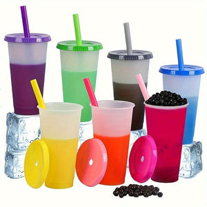 Planet Gates 10pcs 10pcs, Colorful Changing Tumblers With Lids And Straws - Stylish PP Plastic Water Bottles - Perfect Travel And Halloween Party Accessories