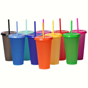 Planet Gates 10pcs 10pcs, Colorful Changing Tumblers With Lids And Straws - Stylish PP Plastic Water Bottles - Perfect Travel And Halloween Party Accessories
