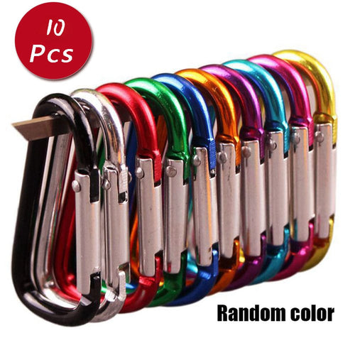 Planet Gates 10pcs 10pcs D-shaped Color Keychain, Outdoor Rock Climbing Mountaineering Water Bottle Hanging Buckle, Colorful Keychain Buckle Live Spring Buckle