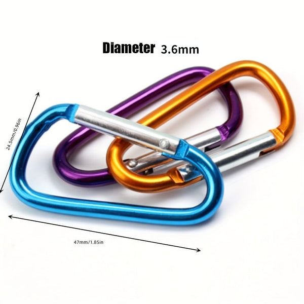 Planet Gates 10pcs 10pcs D-shaped Color Keychain, Outdoor Rock Climbing Mountaineering Water Bottle Hanging Buckle, Colorful Keychain Buckle Live Spring Buckle