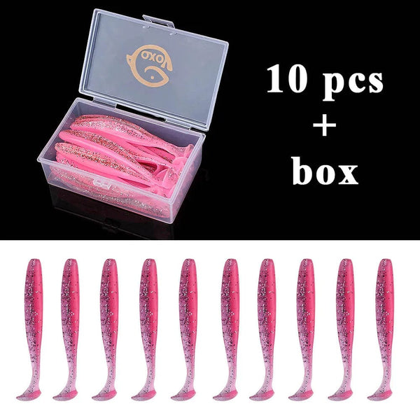 Planet Gates 10pcs 11 / 10 CM / CHINA QXO Fishing Soft Lure Worm With Box Silicone Bait Swimbait Streamer Sea Fishing Spoon Lure 7cm 10cm Wobbler Set