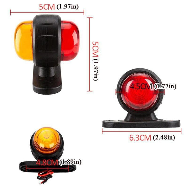 Planet Gates 10pcs 12-24V Double-sided Car Truck Side Marker Light Red Amber Blinker Turn Signal Indicator Lamp For Trailer Lorry Caravan