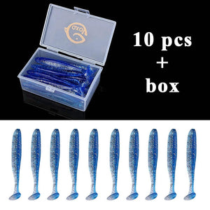 Planet Gates 10pcs 14 / 10 CM / CHINA QXO Fishing Soft Lure Worm With Box Silicone Bait Swimbait Streamer Sea Fishing Spoon Lure 7cm 10cm Wobbler Set