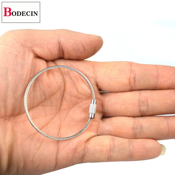 Planet Gates 10PCS 15CM Outdoor Tools EDC Tactical Gear For Camping Tools Multi Keychain Kit Stainless Steel Wire Rope Key Ring Tourism Chain