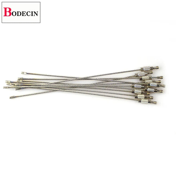 Planet Gates 10PCS 15CM Outdoor Tools EDC Tactical Gear For Camping Tools Multi Keychain Kit Stainless Steel Wire Rope Key Ring Tourism Chain