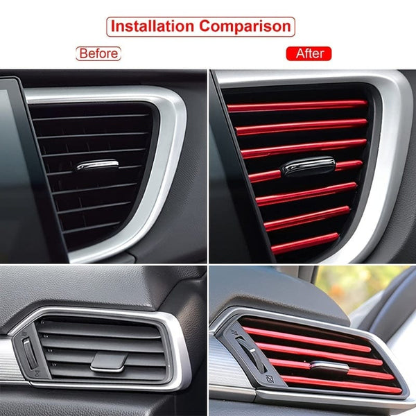 Planet Gates 10pcs 20cm Car Air Conditioner Decoration Strip For Vent Outlet, U Shape Moulding Trim Strips, Styling Car Door Edge Corner Protector