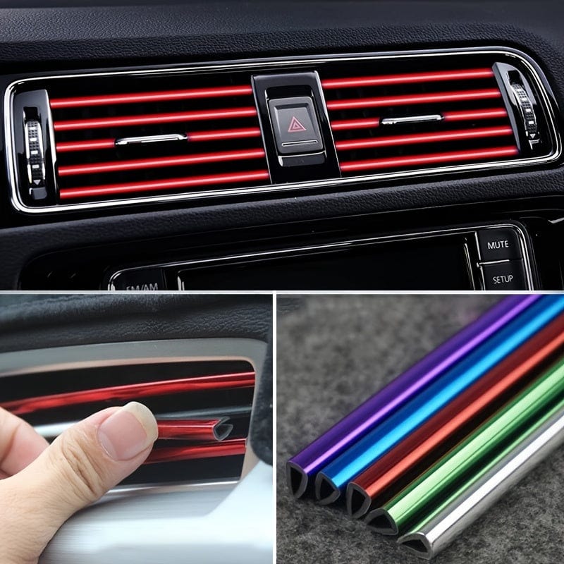 Planet Gates 10pcs 20cm Car Air Conditioner Decoration Strip For Vent Outlet, U Shape Moulding Trim Strips, Styling Car Door Edge Corner Protector