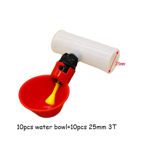 Planet Gates 10pcs 25mm 10bowl 10Pcs Automatic Chicken Quail Drinker Bowl Bird Water Cups Straight Pipe With Yellow Nipple Poultry Drinking Water System