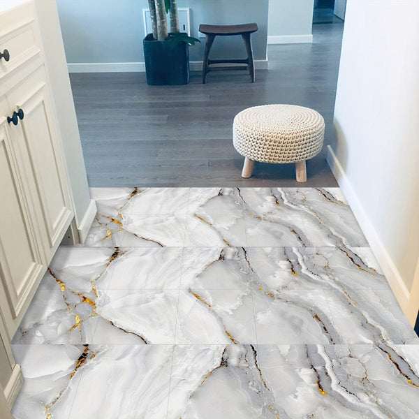 Planet Gates 10pcs  29.97x29.97cm 10pcs Marble Pattern Decorative Tile Sticker PVC Floor Sticker Waterproof And Oilproof Scrubable Kitchen Sticker Home Decor