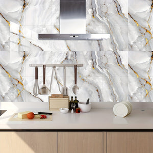 Planet Gates 10pcs  29.97x29.97cm 10pcs Marble Pattern Decorative Tile Sticker PVC Floor Sticker Waterproof And Oilproof Scrubable Kitchen Sticker Home Decor